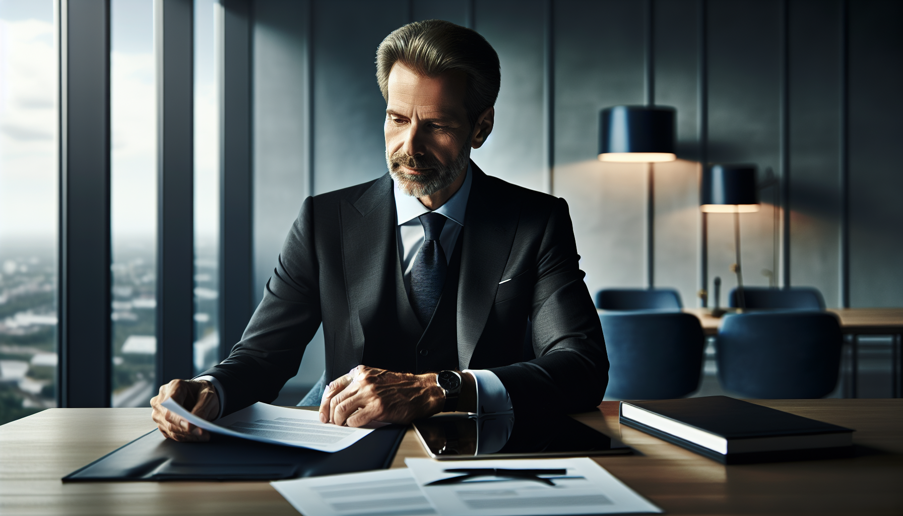 Empresário analisando planejamento tributário estratégico para redução de impostos.